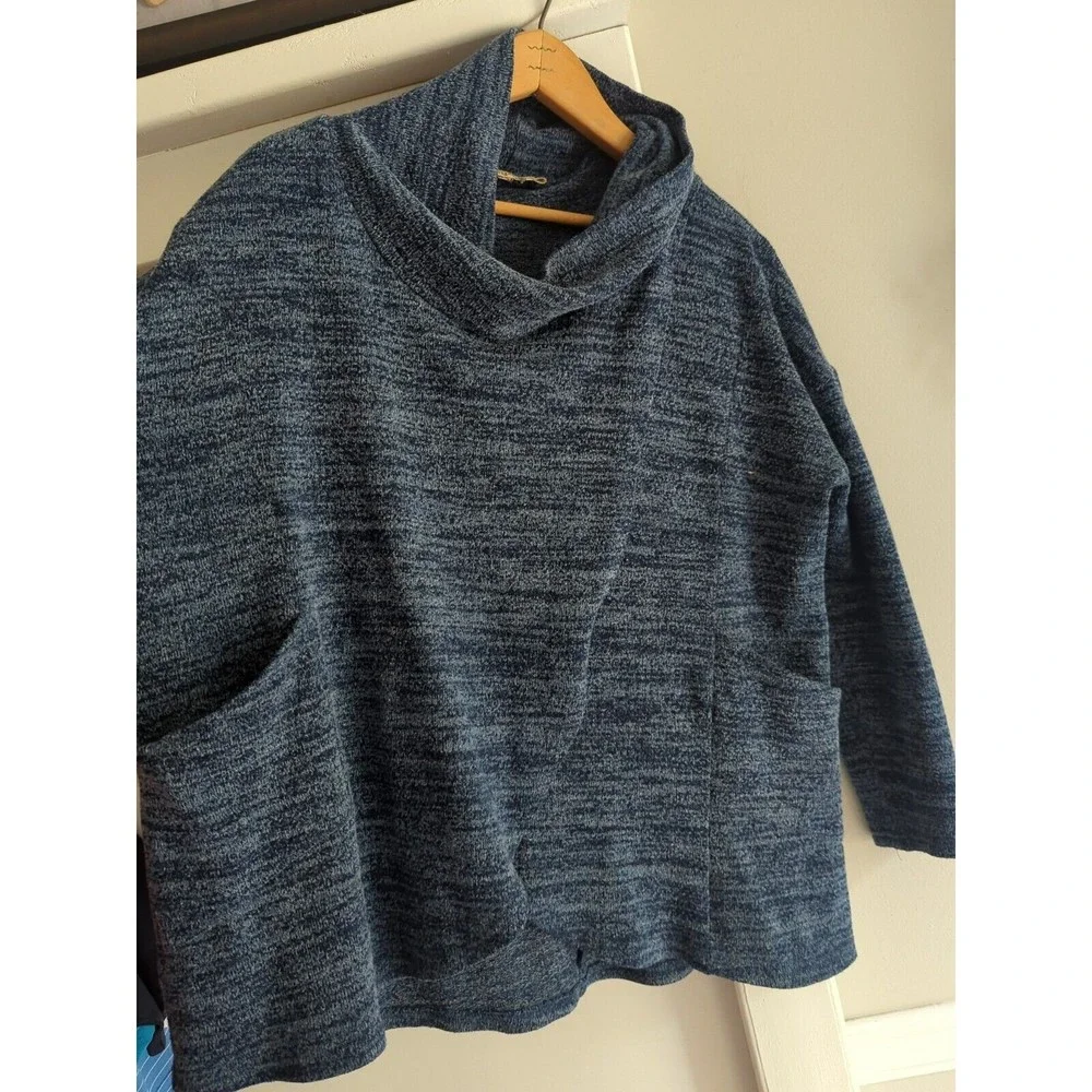 AXYEH Women's M Blue Wrap Cowl Knit Sweater Oversized Stretch Cozy - Picture 11 of 11